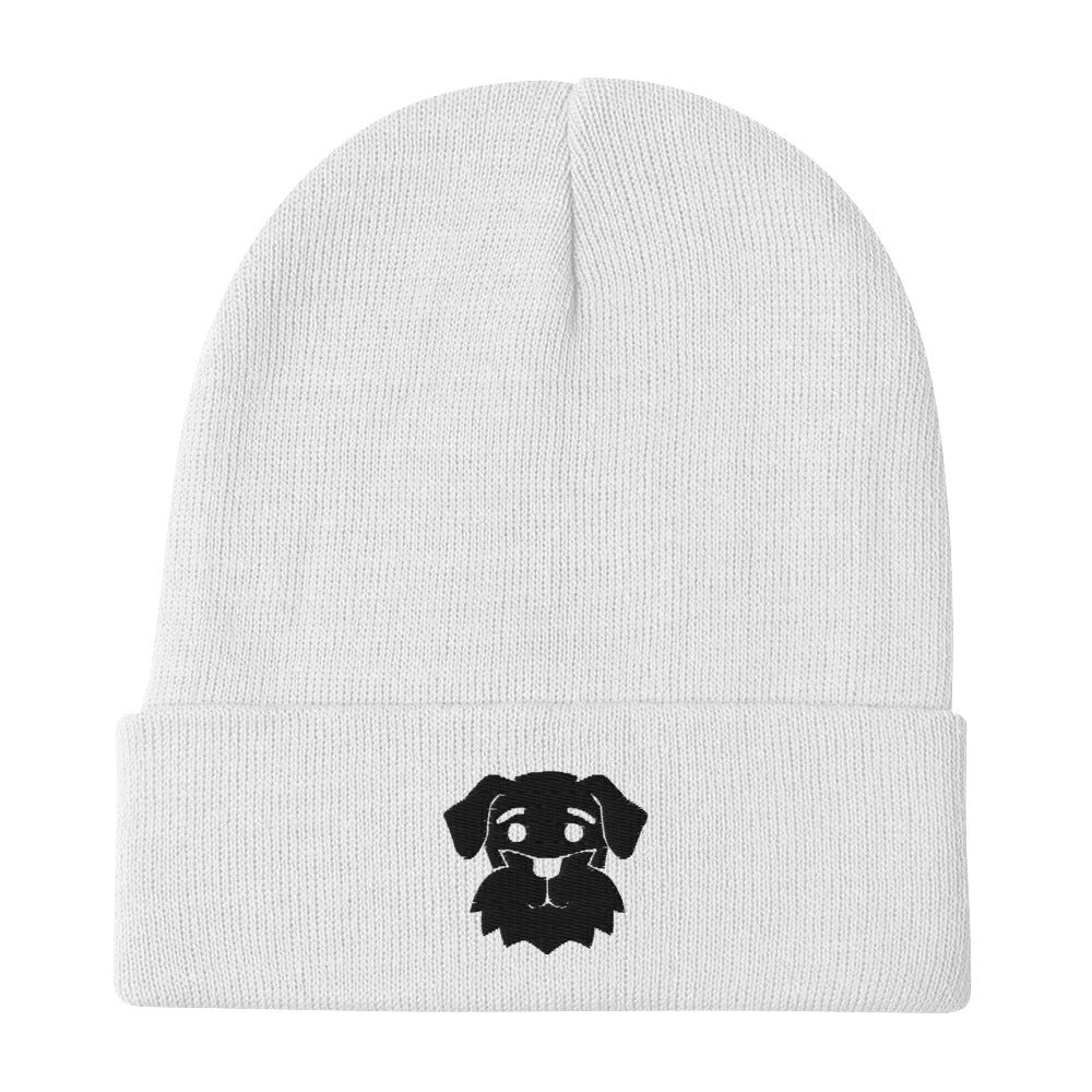 Schnauzer Swag Embroidered Beanie White